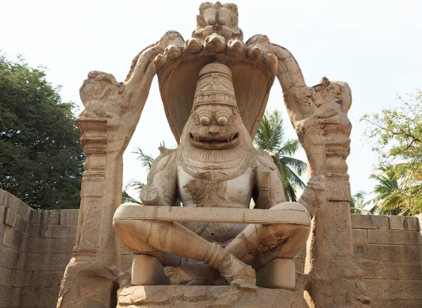 Estatua Narasimha Karnataka Hampi India Ruinas Ciudad Vijayanagar — Foto de Stock