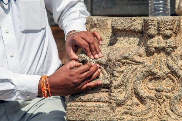 Karnataka Hampi India Ruinas Ciudad Vijayanagar Guía Muestra Con Sus — Foto de Stock