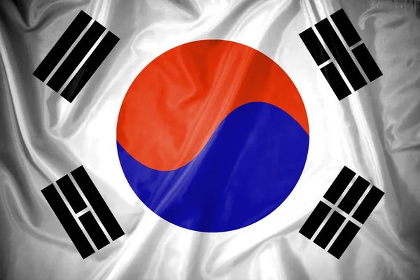 Tekstura Tkanina Flagi Korei Południowej — Zdjęcie stockowe