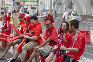 Rostov-On-Don, Rusya-17 Haziran, 2018: FIFA Dünya Kupası 2018 ev sahibi şehir Rostov-on-Don yer Rostov Arena, fanlar, İsviçre