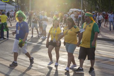 Rostov-On-Don, Rusya-17 Haziran 2018: FIFA Dünya Kupası 2018 ev sahibi şehir Rostov-on-Don yer Rostov Arena, Brezilya hayranları,