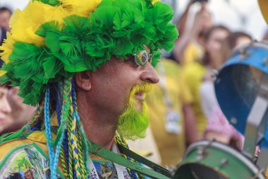 Rostov-On-Don, Rusya-17 Haziran 2018: FIFA Dünya Kupası 2018 ev sahibi şehir Rostov-on-Don yer Rostov Arena, Brezilya hayranları,