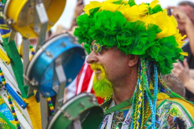 Rostov-On-Don, Rusya-17 Haziran 2018: FIFA Dünya Kupası 2018 ev sahibi şehir Rostov-on-Don yer Rostov Arena, Brezilya hayranları,