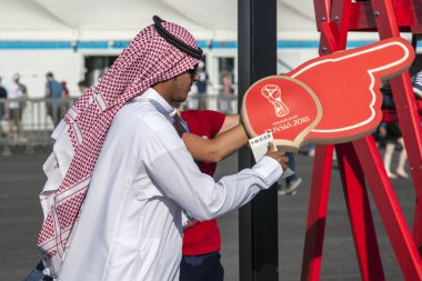 Rostov-On-Don, Rusya Federasyonu - 20 Haziran 2018: FIFA Dünya Kupası 2018 ev sahibi şehir Rostov-on-Don Rostov Arena, Suudi Arabistan hayranları editoryal yerleştirin.