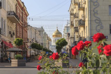 Rostov-On-Don, Rusya-20 Haziran 2018: FIFA Dünya Kupası 2018 ev sahibi şehir Rostov-on-Don yer, Kutsal Bakire Meryem, İsa'nın Doğuşu Katedrali ile Rostov-on-Don, Rostov-on-Don manzaraları, Soborny sokak şehir manzaraları