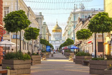 Rostov-On-Don, Rusya-20 Haziran 2018: FIFA Dünya Kupası 2018 ev sahibi şehir Rostov-on-Don yer, Kutsal Bakire Meryem, İsa'nın Doğuşu Katedrali ile Rostov-on-Don, Rostov-on-Don manzaraları, Soborny sokak şehir manzaraları
