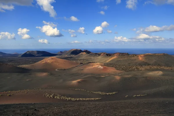 Volcanic landscapes on Timanfaya. Lanzarote. Canary Islands. Spain,