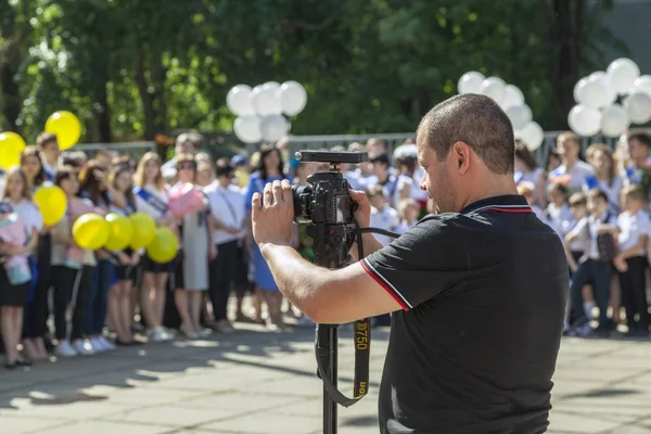 Rostov Don Ryssland Maj 2018 Skola Examen Kameran Operatören Skjuter — Stockfoto
