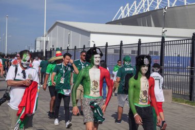 Rostov-On-Don, Rusya-23 Haziran 2018: FIFA Dünya Kupası 2018 ev sahibi şehir Rostov-on-Don yer Rostov Arena, Rusya, editoryal Meksika futbol hayranları 