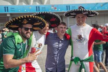 Rostov-On-Don, Rusya-23 Haziran 2018: FIFA Dünya Kupası 2018 ev sahibi şehir Rostov-on-Don yer Rostov Arena, Rusya, editoryal Meksika futbol hayranları 