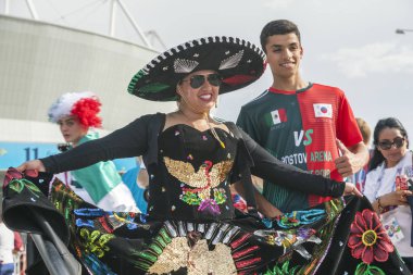 Rostov-On-Don, Rusya-23 Haziran 2018: FIFA Dünya Kupası 2018 ev sahibi şehir Rostov-on-Don yer Rostov Arena, Rusya, editoryal Meksika futbol hayranları 