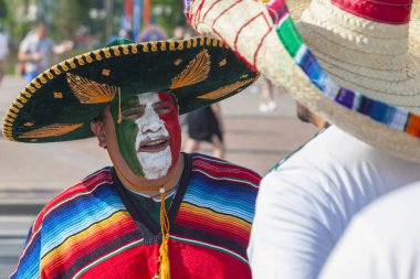 Rostov-On-Don, Rusya-23 Haziran 2018: FIFA Dünya Kupası 2018 ev sahibi şehir Rostov-on-Don yer Rostov Arena, Rusya, editoryal Meksika futbol hayranları 