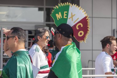 Rostov-On-Don, Rusya-23 Haziran 2018: FIFA Dünya Kupası 2018 ev sahibi şehir Rostov-on-Don yer Rostov Arena, Rusya, editoryal Meksika futbol hayranları 