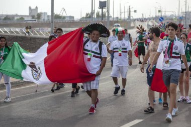 Rostov-On-Don, Rusya-23 Haziran 2018: FIFA Dünya Kupası 2018 ev sahibi şehir Rostov-on-Don yer Rostov Arena, Rusya, editoryal Meksika futbol hayranları 