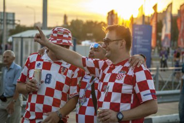 Rostov-On-Don, Rusya-26 Haziran 2018: FIFA Dünya Kupası 2018 ev sahibi şehir Rostov-on-Don yer Rostov Arena, Hırvatistan, editoryal hayranları.