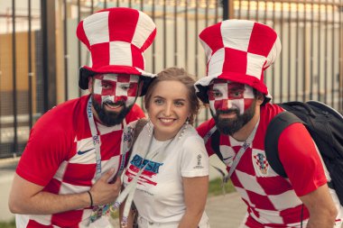 Rostov-On-Don, Rusya-26 Haziran 2018: FIFA Dünya Kupası 2018 ev sahibi şehir Rostov-on-Don yer Rostov Arena, Hırvatistan, editoryal hayranları.