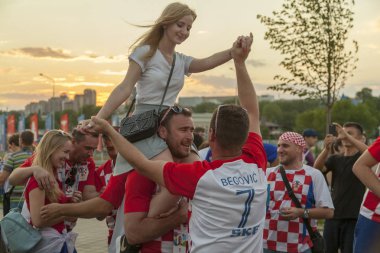 Rostov-On-Don, Rusya-26 Haziran 2018: FIFA Dünya Kupası 2018 ev sahibi şehir Rostov-on-Don yer Rostov Arena, Hırvatistan, editoryal hayranları.