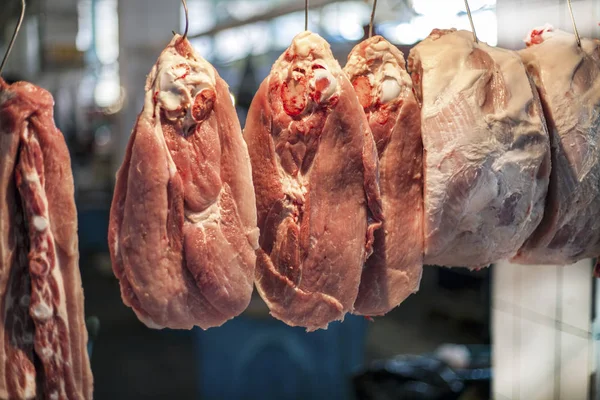 Mercado Carne Fresca Carne Bovino Carne Porco — Fotografia de Stock