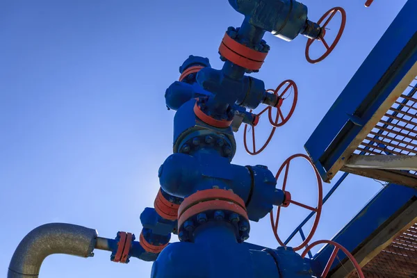 Ropa Plyn Průmyslu Skupina Wellheads Ventil Armatury Plynové Výrobního Procesu — Stock fotografie