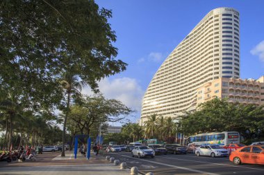 Çin, Hainan Adası, Sanya bay - 2 Aralık 2018: Sanya şehir. Four Points Sheraton Shenzhou Yarımadası, editör tarafından.