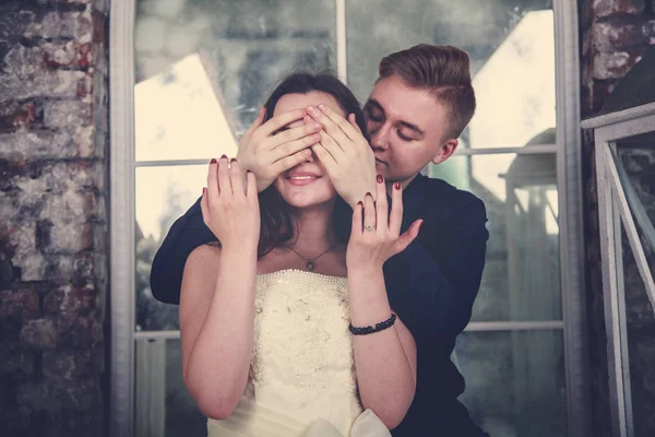 Kärleks Historia Valentinas Dag Porträtt Skönhet Flicka Och Hennes Stilige — Stockfoto