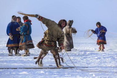 Nadym, Rusya - 23 Şubat 2019: Yamal, açık alan, tundra, 
