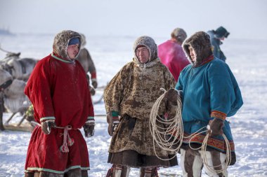 Nadym, Rusya - 23 Şubat 2019: Yamal, açık alan, tundra, 