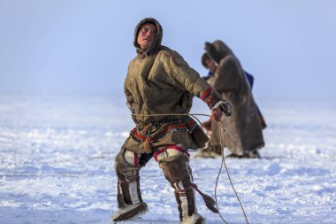 Nadym, Rusya - 23 Şubat 2019: Yamal, açık alan, tundra, 
