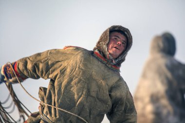 Nadym, Rusya - 23 Şubat 2019: Yamal, açık alan, tundra, 