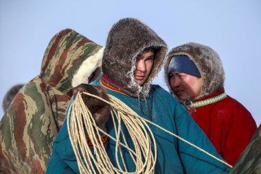Nadym, Rusya - 23 Şubat 2019: Yamal, açık alan, tundra, 