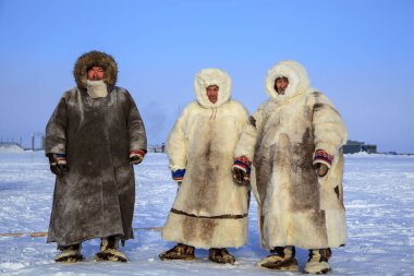 Nadym, Russia - February 23, 2019: Yamal, open area, tundra,The  clipart