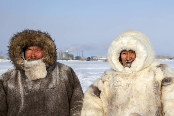 Nadym, Russia - February 23, 2019: Yamal, open area, tundra,The 