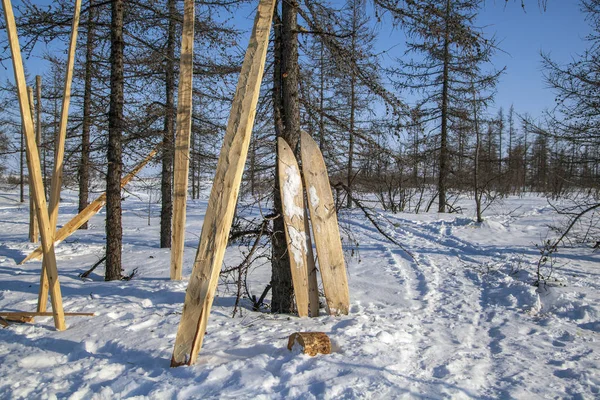 Extremo norte, Yamal, pastos de los Nenets, viviendas de la p — Foto de Stock