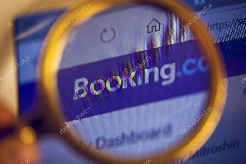 Rostov-on-Don, Russia, June 6, 2019: a search engine for booking hotels around the world 