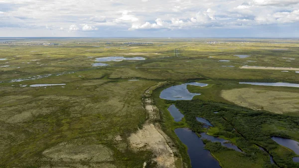 Landscape Forest Tundra Sandy River Bank Bird Eye View Arctic Royalty Free Stock Images