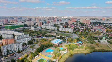  Rostov-on-Don hava görüntüsü. Rostov şehrinin Don Panorama 'sı