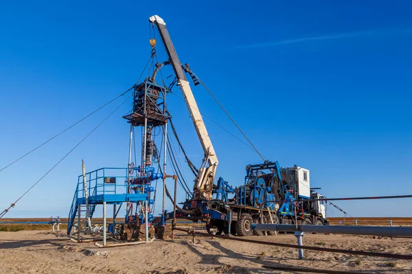 Revisión Pozos Gas Instalación Tuberías Enrolladas Prevención Puntos Orificio Gas — Foto de Stock