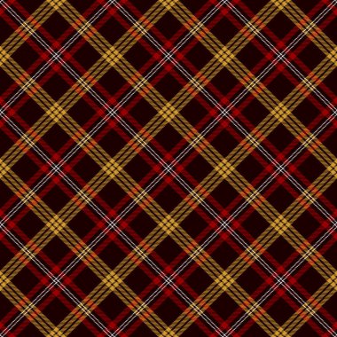 Kırmızı, Siyah, Altın ve Beyaz Renk Ekose Tartan Dikişsiz Desen