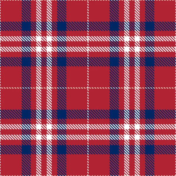 Patriotic Tartan  of White , Blue, Red Seamless Patterns — Stock Vector