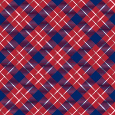 Beyaz Vatansever Tartan , Mavi, Kırmızı Dikişsiz Desenler