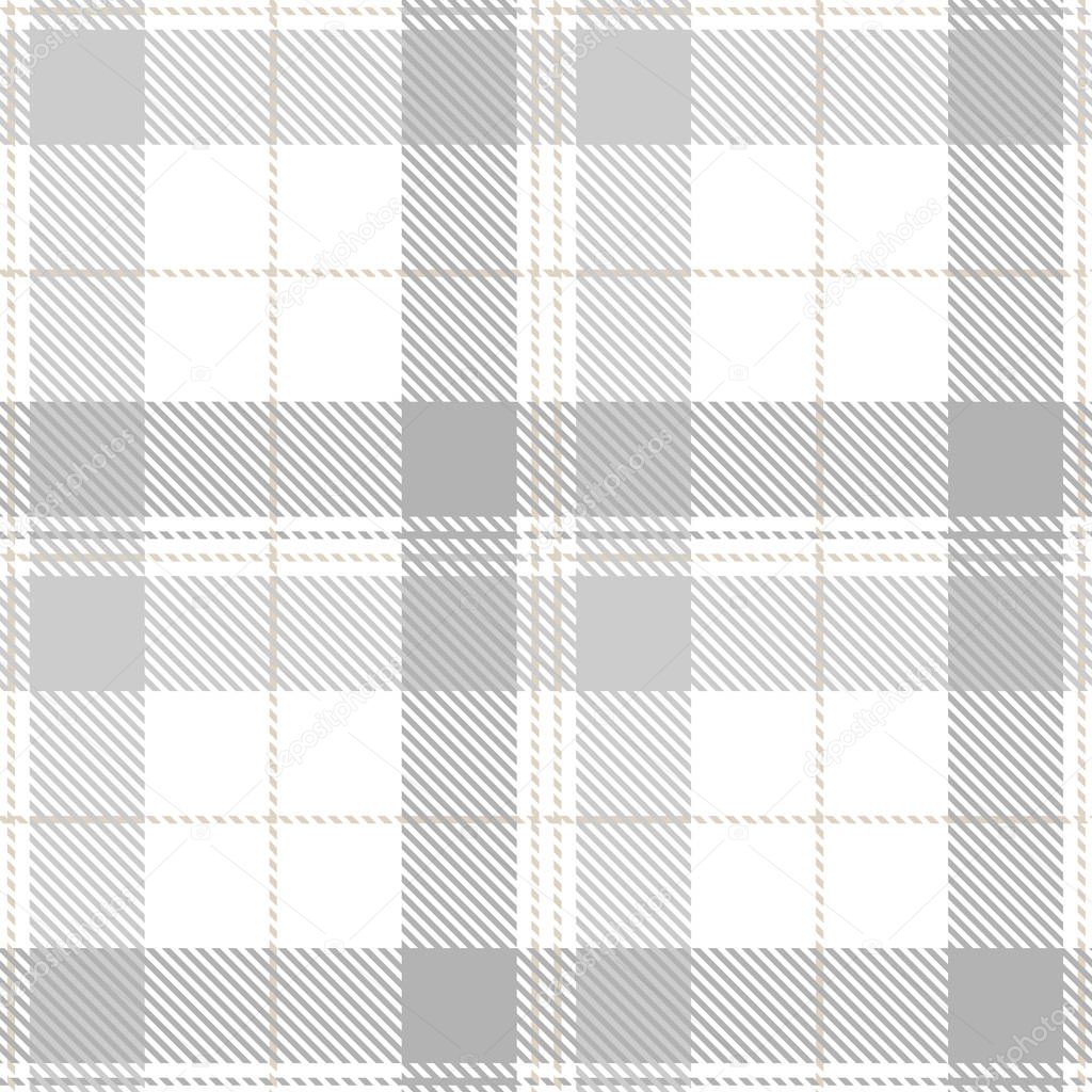 Tartan Seamless Pattern Background in Pastel Grey, Dusty Beige And White  Color  Plaid