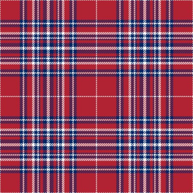 Beyaz Vatansever Tartan , Mavi, Kırmızı Dikişsiz Desenler