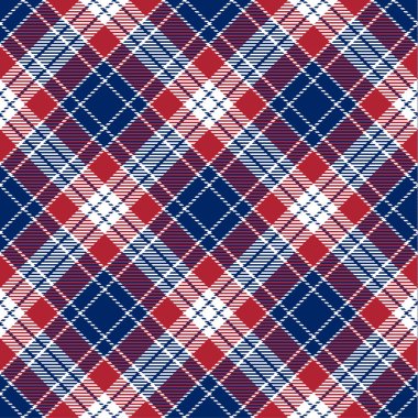 Beyaz Vatansever Tartan , Mavi, Kırmızı Dikişsiz Desenler