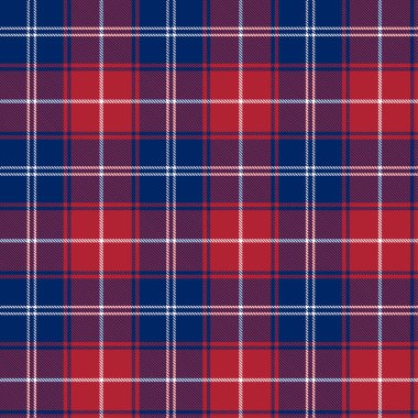 Beyaz, Mavi, Kırmızı Dikişsiz Desenler Vatansever Tartan. 