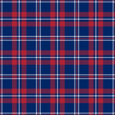 Beyaz, Mavi, Kırmızı Dikişsiz Desenler Vatansever Tartan. 