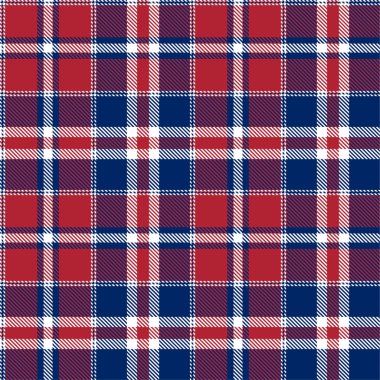 Mavi, Kırmızı ve Beyaz Vatansever Tartan Dikişsiz Desenler