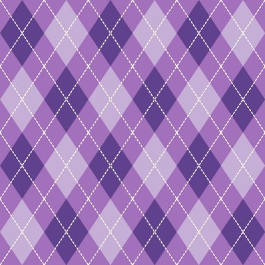 Mor ve Beyaz Dikişsiz Argyle Desen Vektör Arka Plan