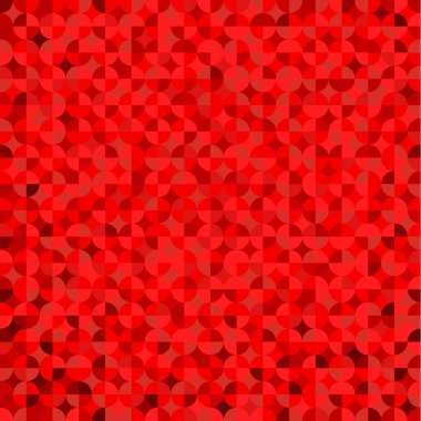 Yuvarlak Üçgen Simetrik Mozaik Desenli Kırmızı Geometrik