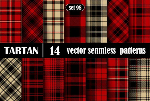 Definir Tartan xadrez sem costura fundo padrão . —  Vetores de Stock