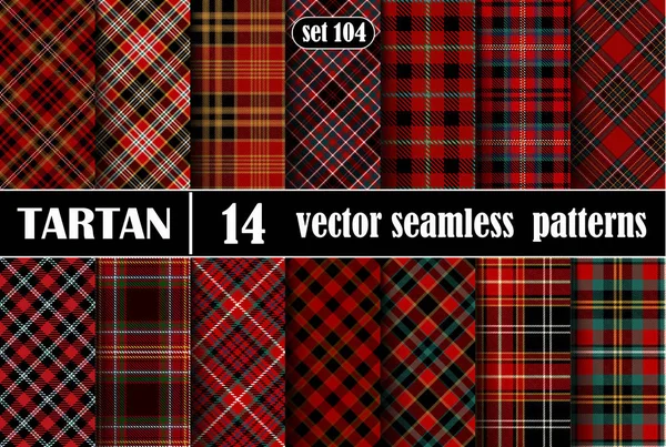 Set Red Tartan Seamless Pattern — Stock Vector